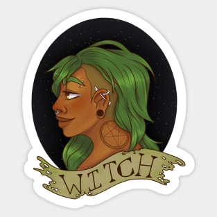 Green Witch Sticker